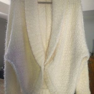 Winter white bebe cardigan cocoon style sweater